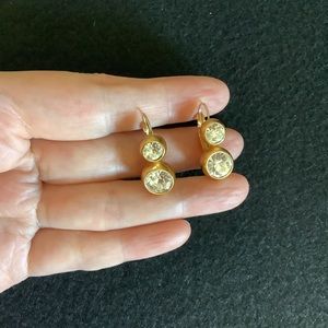Vintage Anna Klein matte gold crystal earrings.